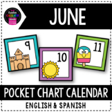 June Pocket Chart Calendar Card Set - English & Spanish