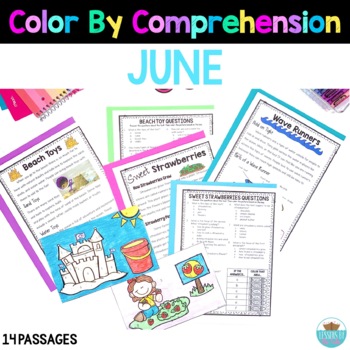 Preview of June Reading Comprehension Nonfiction Passages Color By Comprehension