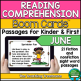 June Reading Comprehension for Kinder and First BOOM CARDS™
