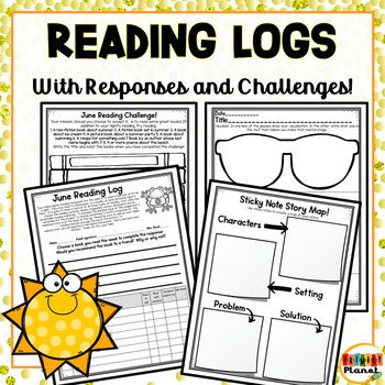Preview of June Reading Logs | Reading Response Worksheets | Reading Challenge