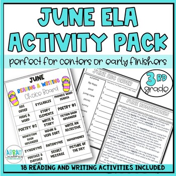 Preview of 3rd Grade ELA Spiral Review - June Choice Board and Activity Packet