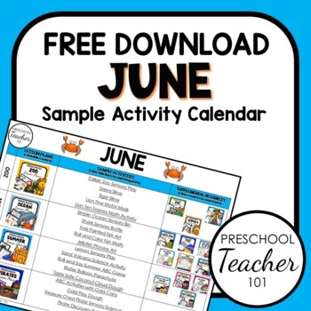 Preview of June Sample Activity Calendar for PreK and K