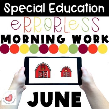 Preview of June Special Education Digital Morning Work-Errorless-Boom Cards™