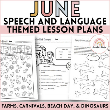 Preview of June Speech Therapy Thematic Units for Language AND Articulation NO PREP