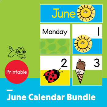 june summer calendar numbers pocket chart bundle by a blue cat design