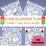 June/Summer Fun Bundle Middle and High School Variety of Puzzles