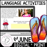 June Summer Language Activities Speech Therapy Printable W