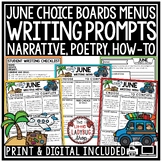 June Summer Narrative Opinion Writing Prompts 3rd 4th Grad