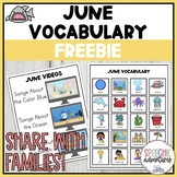 June Vocabulary Freebie for Speech and Language Therapy