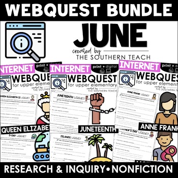 Preview of June WebQuest - Internet Scavenger Hunt Activity Bundle
