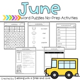 June Word Puzzles Activities