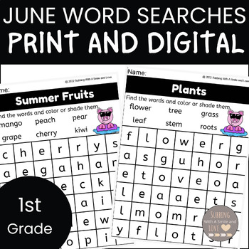 Preview of June Word Search Activities: Digital and Print