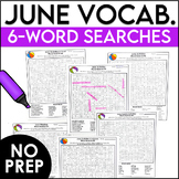 June Word Searches for End of Year Activities, After Testi