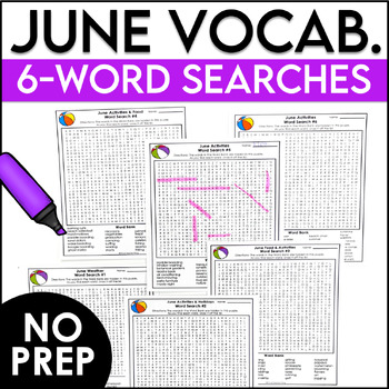 Preview of June Word Searches for End of Year Activities, After Testing & Summer School