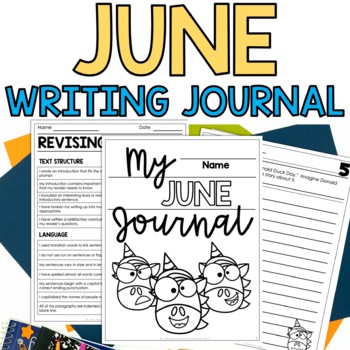 Preview of June Writing Journal | Summer Writing Prompts | Monthly Writing Prompts
