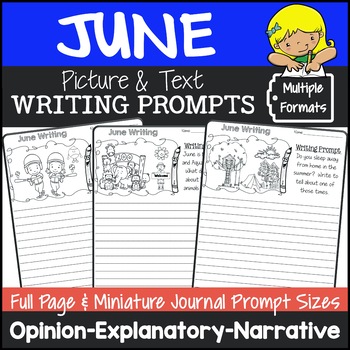 Preview of June Writing Picture Prompts | June Journal Prompts with Pictures