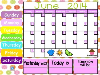 Preview of June and July ActivInspire Calendar