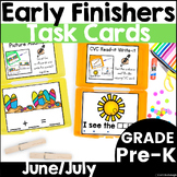 June and July Early Finisher Activity Phonics and Math Tas