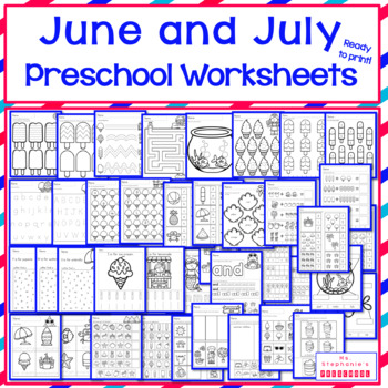 june and july summer preschool worksheets by ms stephanie s preschool