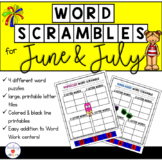 June and July Word Work: Word Scramble Puzzles