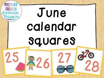 June calendar squares by Primary French Immersion | TpT