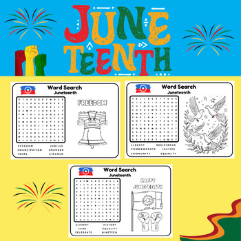 Preview of Juneteenth 2024 : Coloring Pages and Word Search Activities for Kids