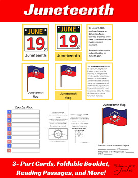 Preview of Juneteenth 3-Part Cards Foldable Book Activity Pages Black History Month