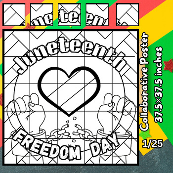 Preview of Juneteenth Activities Bulletin Board Collaborative Coloring Poster Art Craft