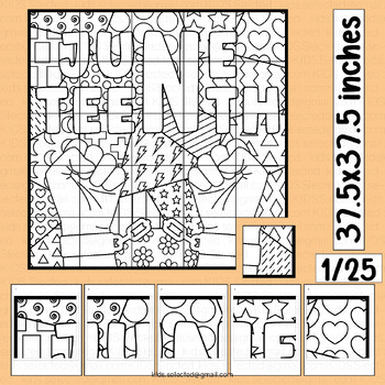 Preview of Juneteenth Activities Bulletin Board Collaborative Coloring Poster Math Craft