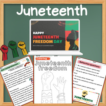 Preview of Juneteenth Activities Bundle - Text Comprehension, Poem, slideshow and more ...