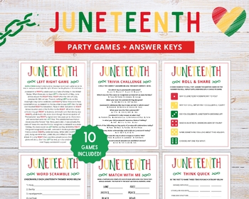 Preview of Juneteenth Activities, Juneteenth Games, Juneteenth Party, Juneteenth Ideas