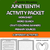 Juneteenth Activities Packet Word Search, Primary Sources, Worksheet, Coloring