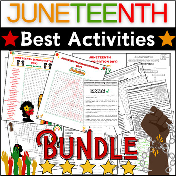 Preview of Juneteenth Activities: Reading Comprehension⭐Word Scramble⭐Word Search⭐Crossword