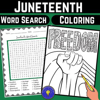 Preview of Juneteenth Activities | Word Search - Coloring Page