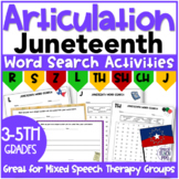 Juneteenth Articulation Word Search Activities | R S Z SH CH J TH L