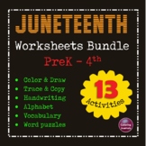 Juneteenth - Black History Month Worksheets Bundle, 13 Activities for PreK - 4th