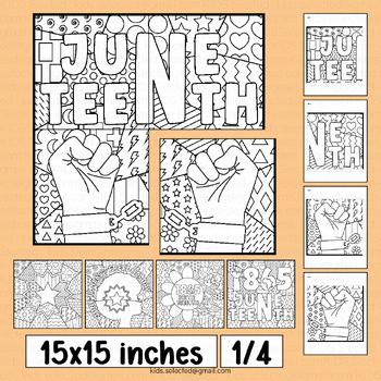 Preview of Juneteenth Bulletin Board Pop Art Coloring Pages Activities Math Craft Poster