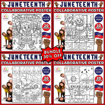 Preview of Juneteenth Collaborative Coloring Poster Bundle | Bulletin Board & Activity