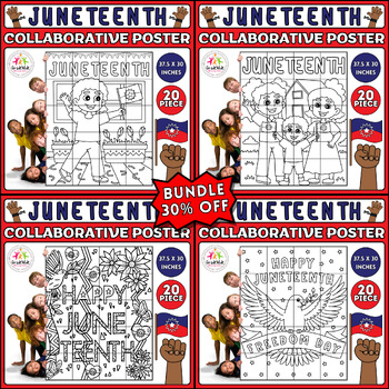 Preview of Juneteenth Collaborative Coloring Poster Bundle | Bulletin Board & Craft Project