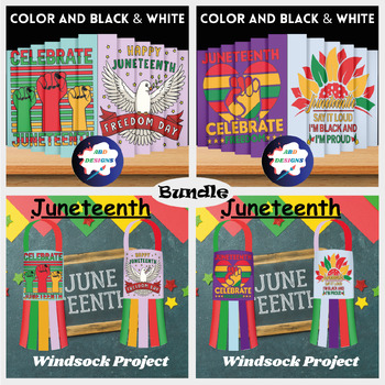 Preview of Juneteenth Coloring Pages Agamographs /Juneteenth Windsock  activities