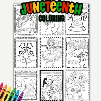Preview of Juneteenth Coloring Pages Black History Month Celebration