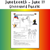 Juneteenth Crossword Puzzle - Summer Printable - Elementar