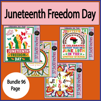 Preview of Juneteenth Day Collaborative Coloring Poster for Classroom Bulletin Board Bundle