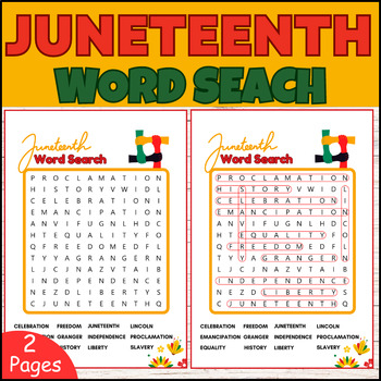 Preview of Juneteenth Day Word Search Puzzle |Freedom Day Activiy