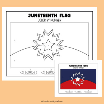 Preview of Juneteenth Flag Color By Number Coloring Math Picture American July Activities