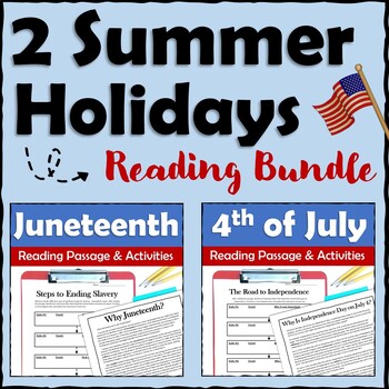 Preview of Juneteenth & Fourth of July Reading Comprehension Bundle - Printable & Digital