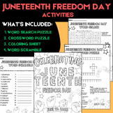 Juneteenth Freedom Day Activities | Word Search, Crossword