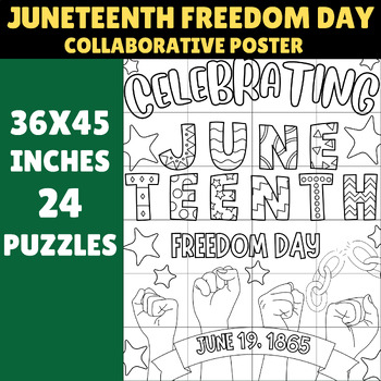 Preview of Juneteenth Freedom Day Collaborative Poster Activity | 36x45 Inches, 24 Puzzles