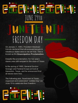 Preview of Juneteenth Freedom Day Poster---PDF, PNG, JPG