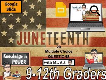 Preview of Juneteenth Google Slide Activity - 20 questions and Answers - 22 Slides